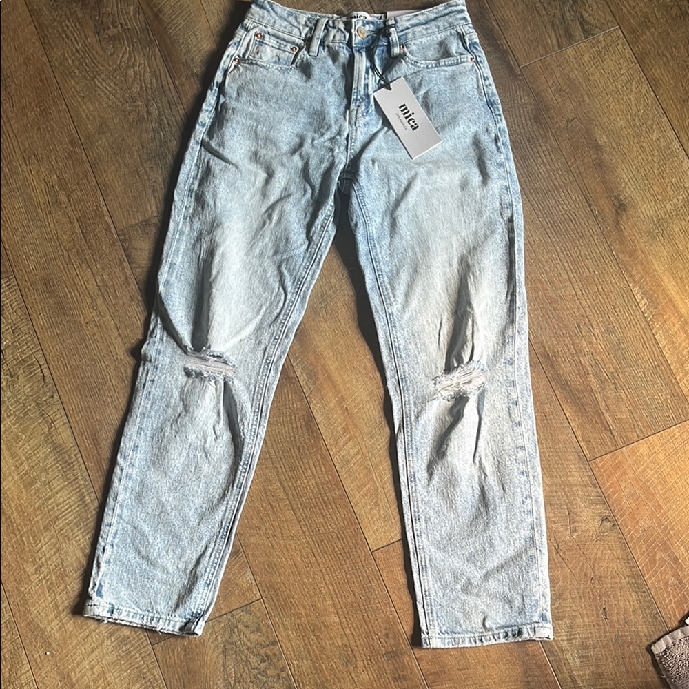 Pale Blue Straight Leg Jeans